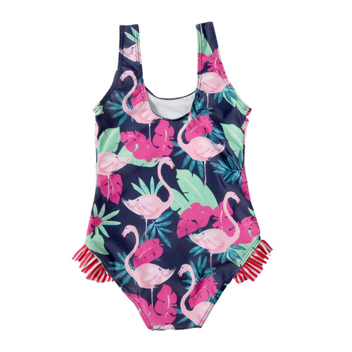 Cross-border European and American style new hot-selling one-piece swimsuit with swan ruffle, sweet and cute fresh style girls' children's swimsuit
