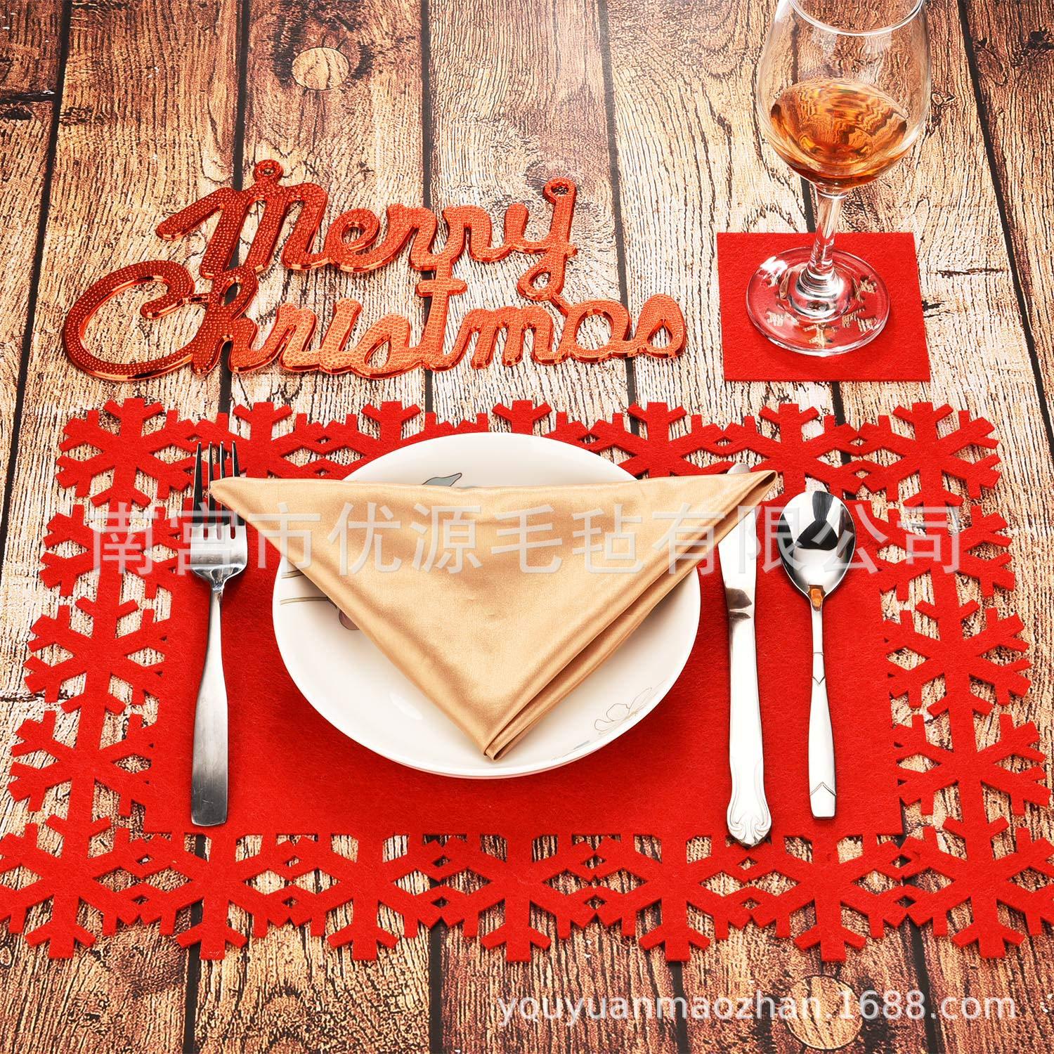 厂家供应新款毛毡餐垫 桌旗杯垫 桌旗卡通造型各种图案可按需制作