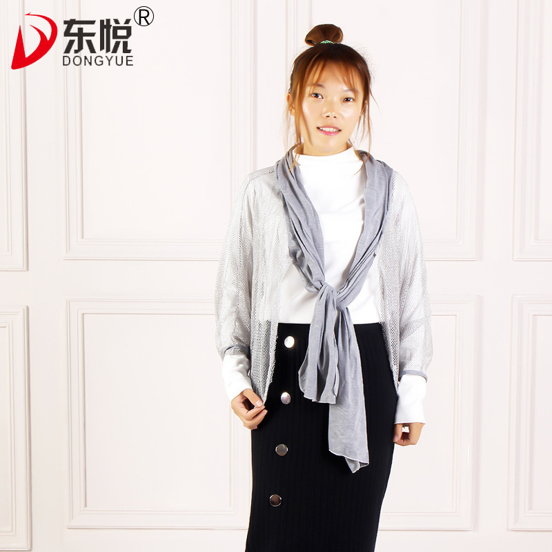 春夏镂空小披肩蕾丝网纱薄外套中长款长袖防晒衣披风一件代发