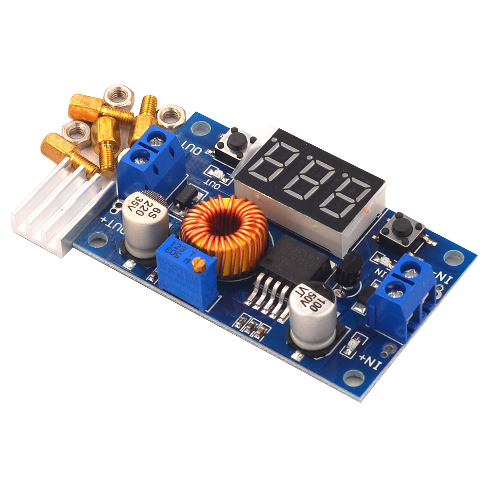 XL4015 5A大功率 75W DC-DC可调降压模块 带电压表显示 送铜柱