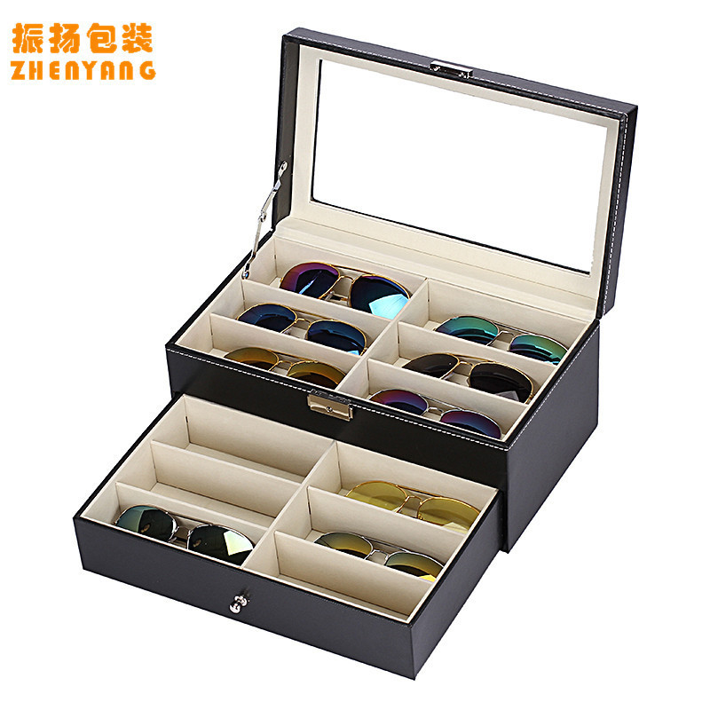Double-Layer Glasses Storage Box 12-Compartment Sunglasses Display Box Packaging Box Wholesale Sunglasses Storage Display Box in Stock