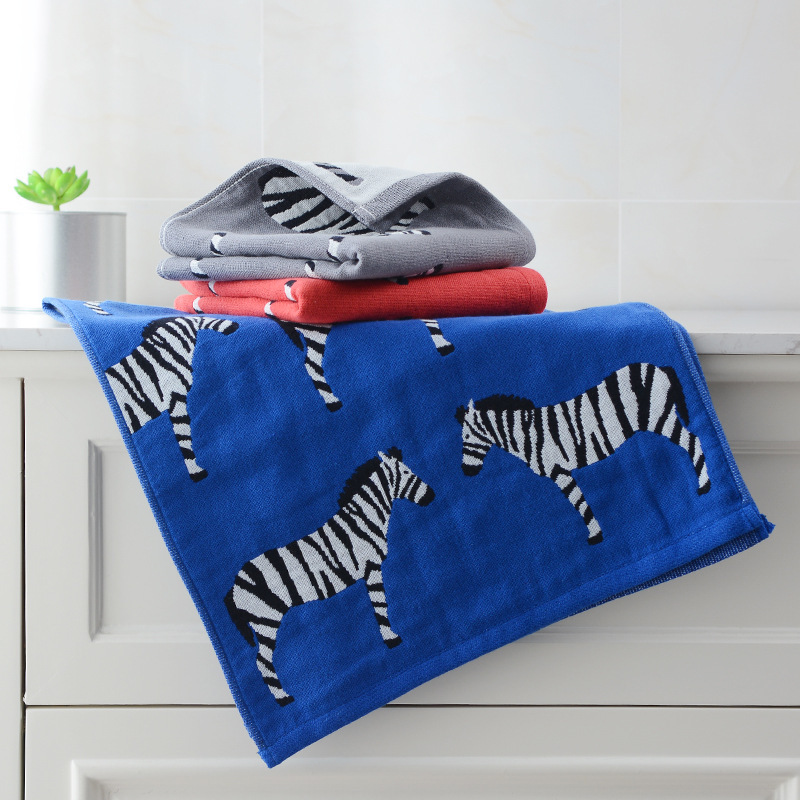 Wholesale jieliya towel cotton gauze towel fashionable pattern breathable full household face washing hand towel group purchase Red Zebra