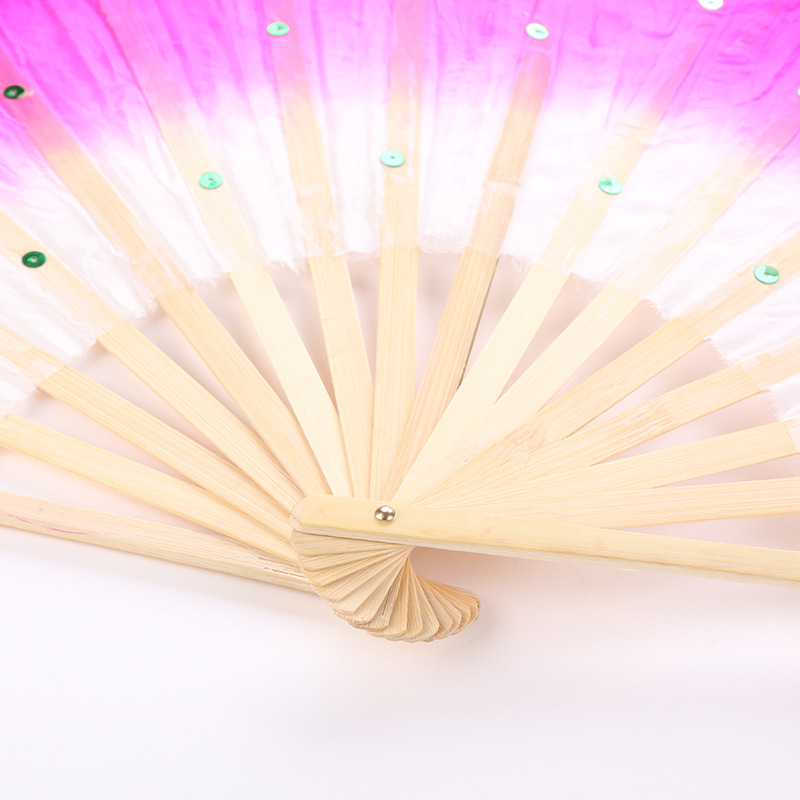 厂家批发真丝双面扭秧歌扇舞蹈扇广场舞三色成人跳舞扇子一件代发