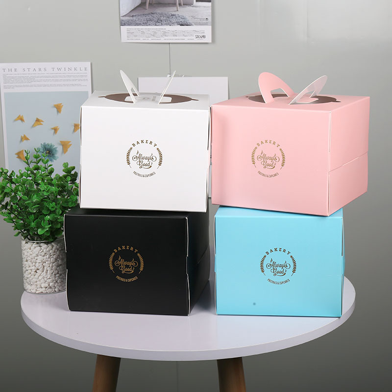 Portable Cake Box 4/6/8/10 inch bronzing portable birthday cake baking food packaging box wholesale
