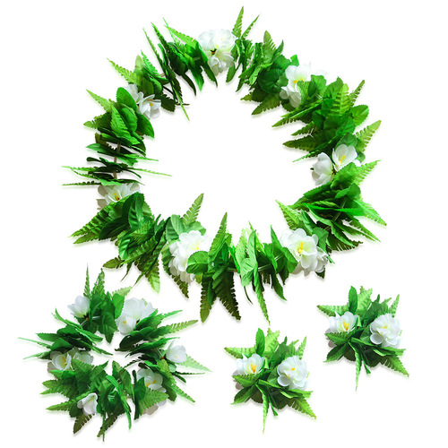 Kai Feng Party New Green Leaf Flower Necklace Headband Bracelet Four-piece Set Festival Stage Performance Dress Up Accessories