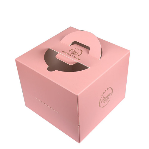 Portable cake box 4/6/8/10 inch hot stamping portable birthday cake baked food packaging box wholesale