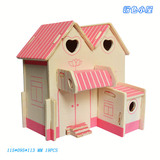 Розовая деревянная реалистичная хижина, головоломка, игрушка, DIY, домик своими руками