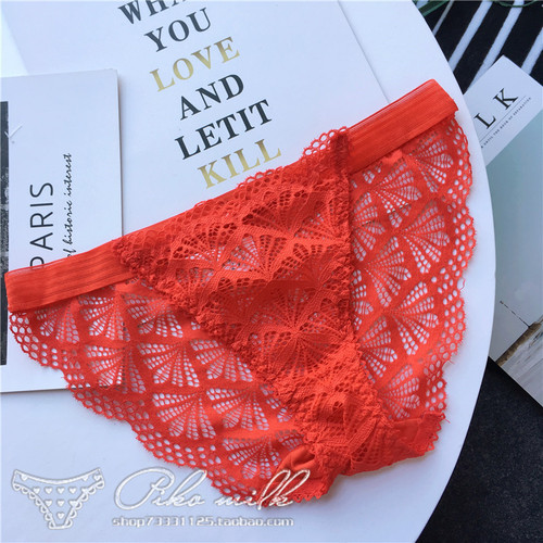 Big red festive red women's underwear for the year of birth, a variety of cotton ice silk lace sexy hollow bright red underwear