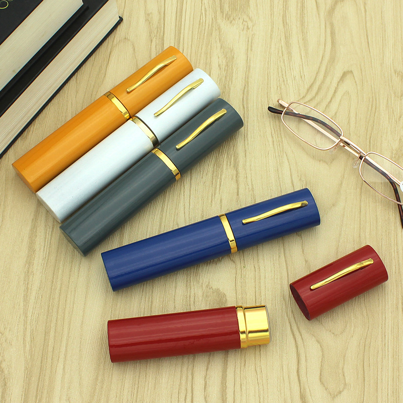 Slender Pen Case Glasses Case Cartridge Aluminum Alloy Reading Glasses Case Portable Small Pocket Flower Glasses Case