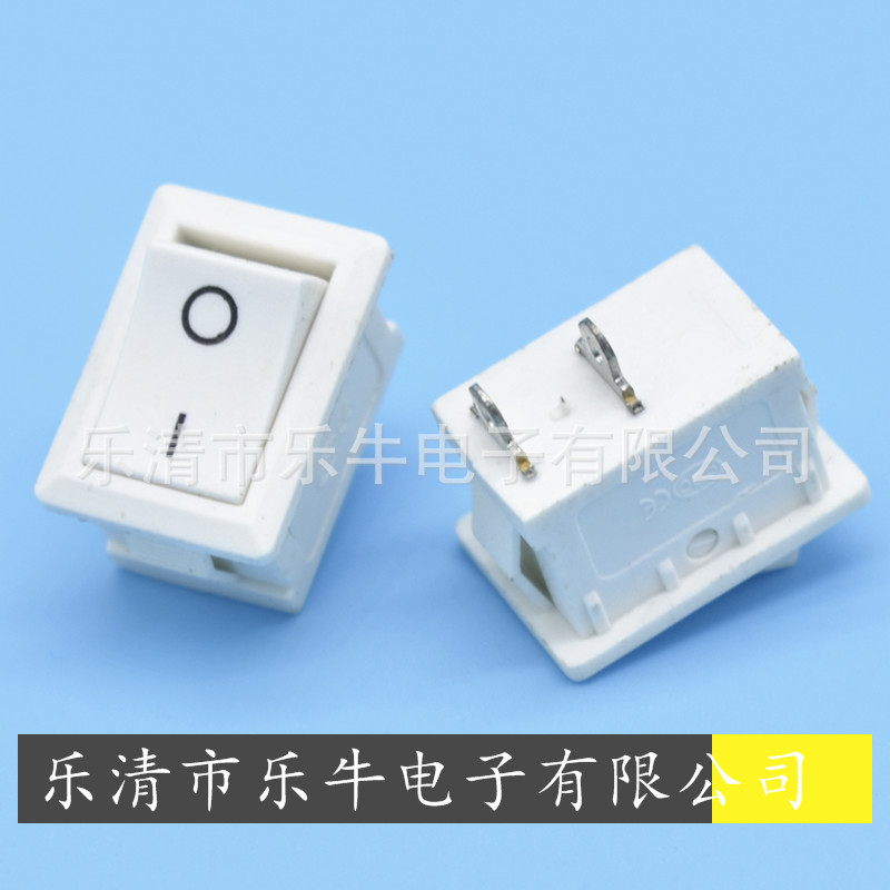 白色短脚翘板开关KCD1 2脚2档短脚白色船型开关15*21白色电源开关