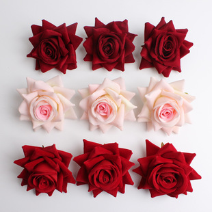 Симуляция бархатная розовая голова выпекать торт красная роза грудь цветочный материал.