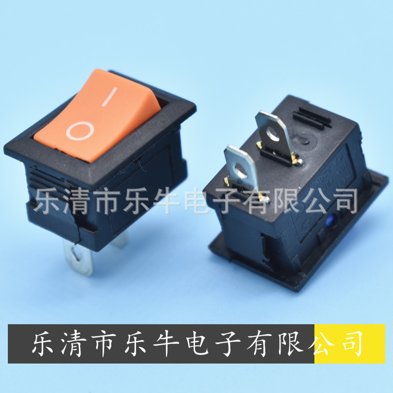 橙色船型开关 KCD1 2脚2档黄色船型开关 15*21mm橙色电源开关