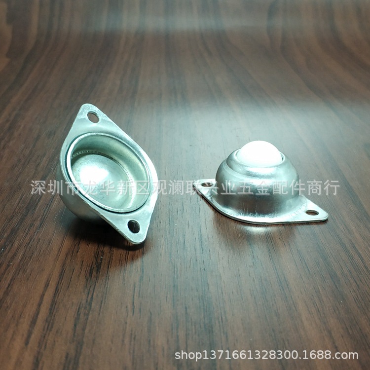 厂价供应16厘尼龙滚珠 孔距38万向球 铁质镀锌架滚球 高度21mm