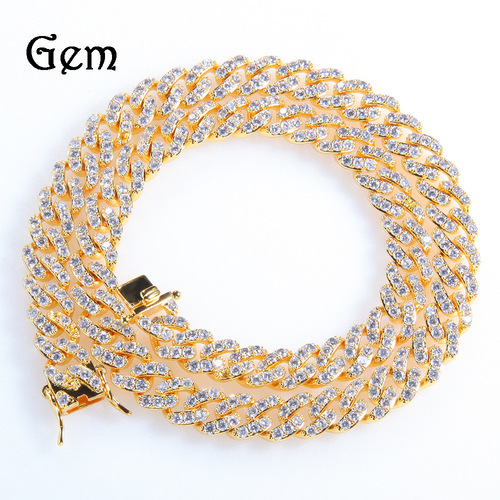 European and American hip-hop 9mm zircon Cuban necklace for men and women, simple hip-hop necklace CubanChain