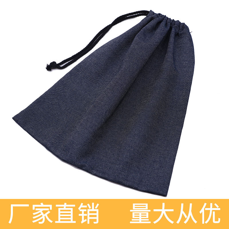 工厂直供牛仔布单拉束口袋黑色尼龙手提布袋首饰抽绳饰品布袋