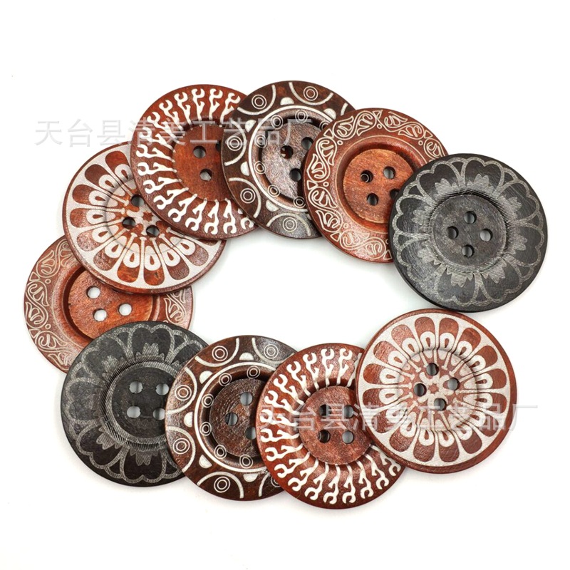 Botón de madera de borde ancho de 60mm Botón grande pintado de madera de bricolaje 10 por paquete