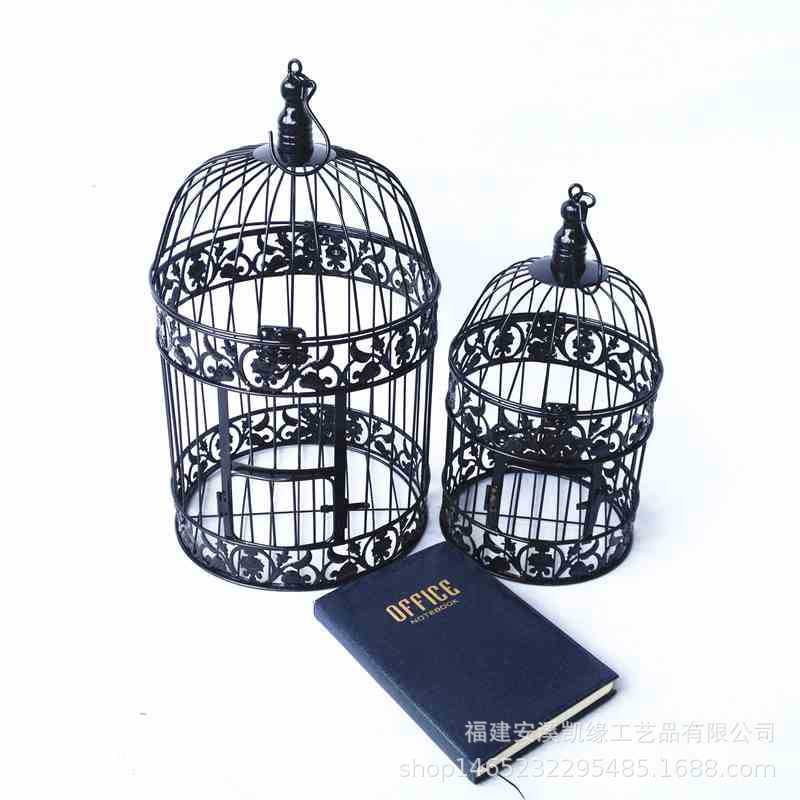 Hierro negro decorativo pájaro jaula metal boda ventana decoración Europea boda fotografía props grande
