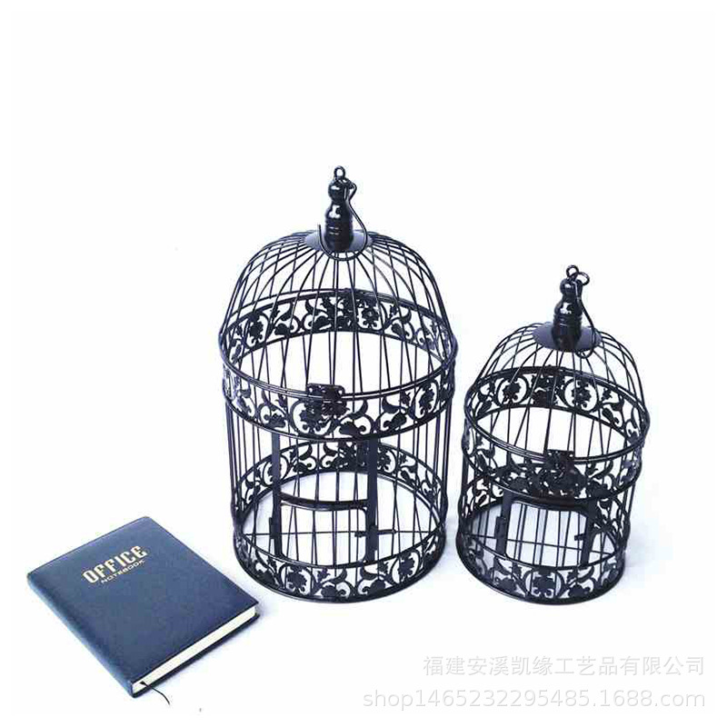 Hierro negro decorativo pájaro jaula metal boda ventana decoración Europea boda fotografía props grande