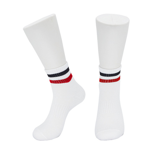 Mid-calf socks thin socks men's striped breathable summer and autumn sports and leisure socks polyester cotton business high socks women's wholesale