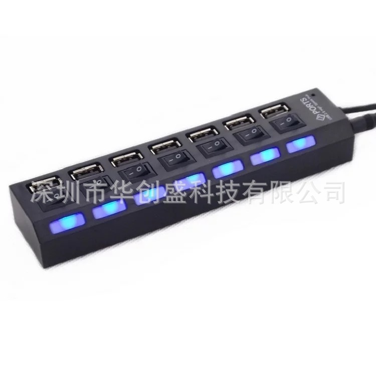 Hub ventas 7-Puerto USB HUB con interruptor independiente HUB 7-bit divisor de expansión 7-agujero USBhub Hub