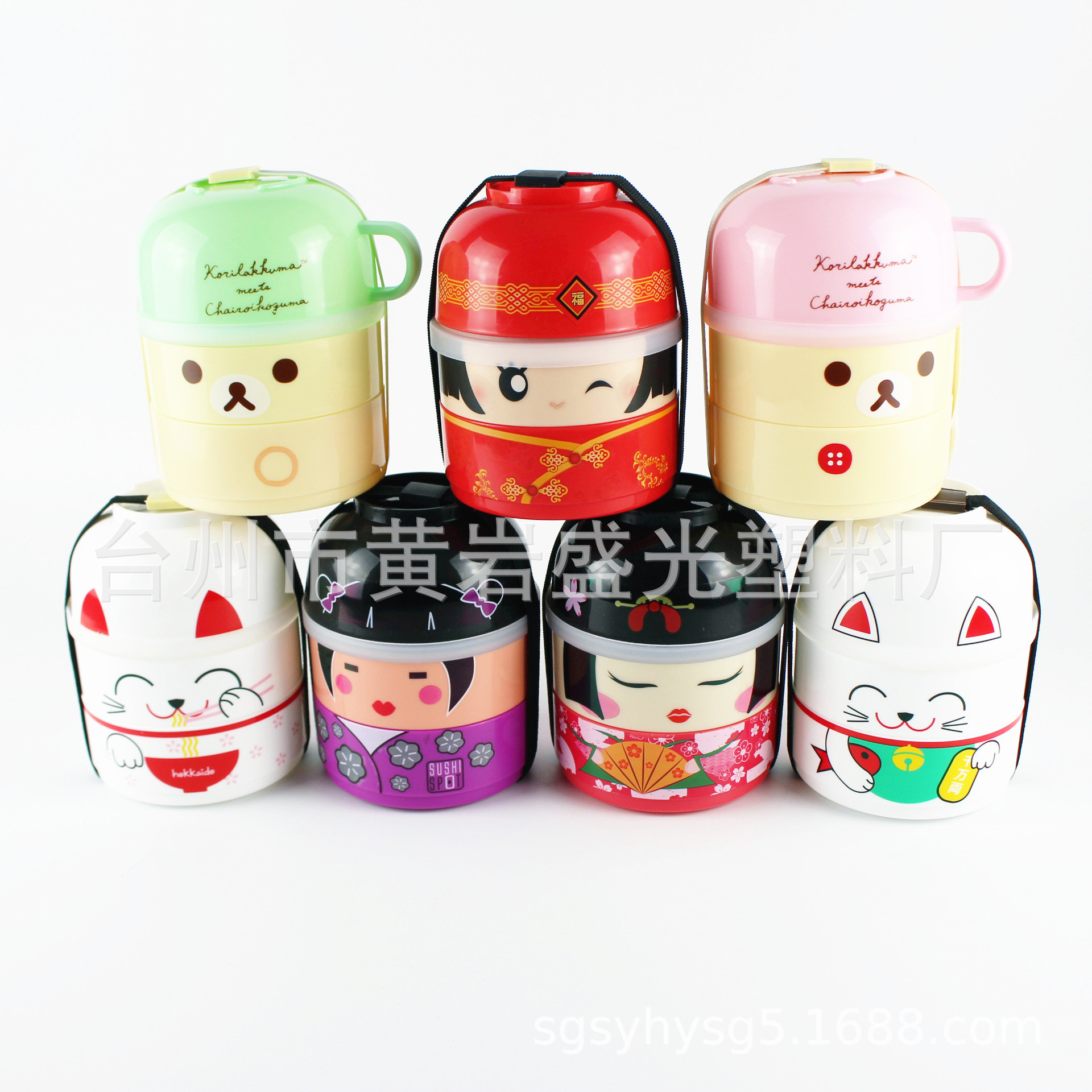 Japanese Doll Lunch Box Plastic Cartoon Lunch Box PP Plastic Layered Lunch Box