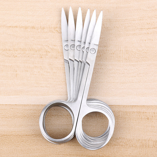 Sharp eyebrow scissors, stainless steel scissors, makeup eyebrow scissors, nose hair scissors, household multifunctional curved tip small scissors