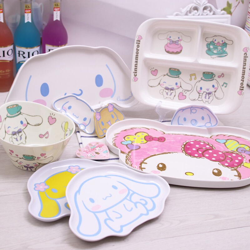 Cartoon Big Ear Dog Yugui Dog Cute Plate Milamine Imitation Porcelain Tableware Split Plate Small Plate Cake Plate Dining Bowl Cartoon Big Ear Dog Yugui Dog Cute Plate Milamine Imitation Porcelain Tableware Split Plate Small Plate Cake Plate Dining Bowl