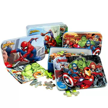 Marvel Avengers Spiderman Iron Box 100 Piece Wooden Toy Children's Puzzle Children's Educational Toys - ShopShipShake