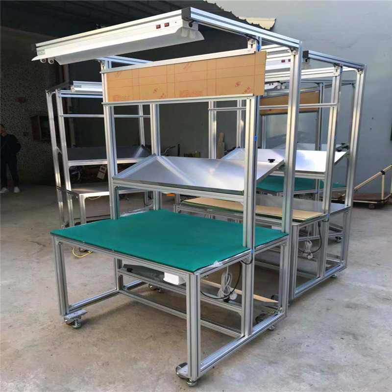 无尘车间 铝材手工作业工作台40型材作业桌不锈钢台面