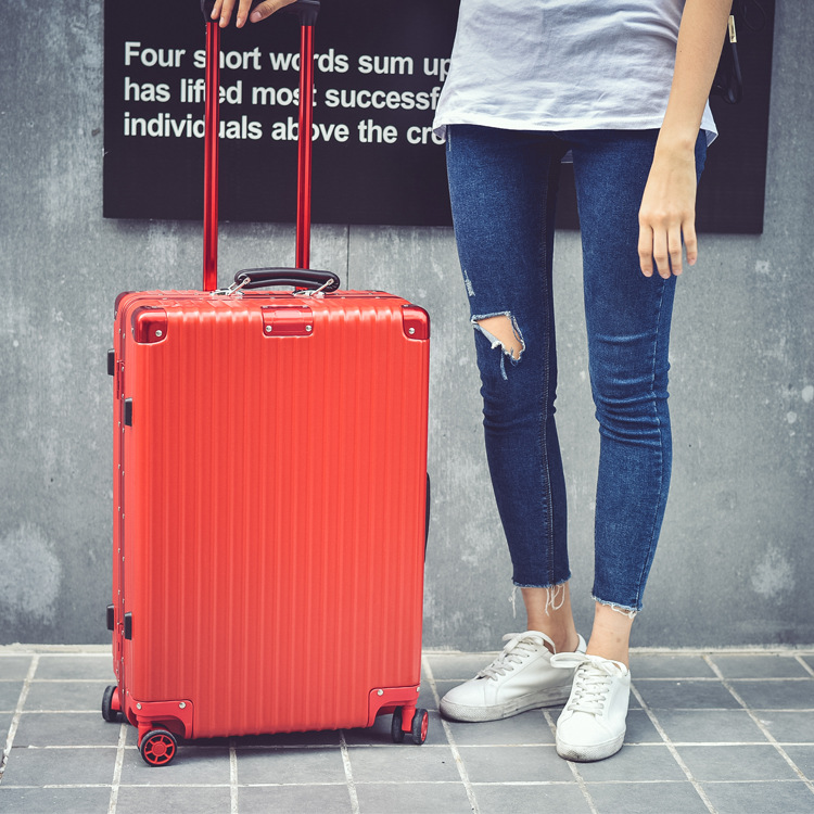 Venta directa de fábrica, maleta retro con marco de aluminio, maleta con ruedas de 24 pulgadas, maleta de viaje para mujer, equipaje de mano giratorio, dropshipping