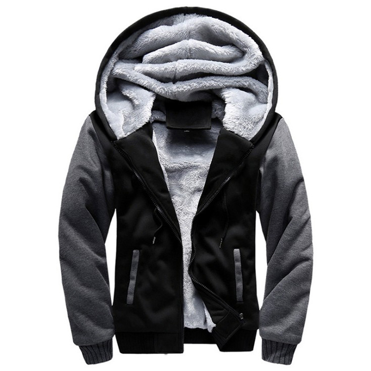 European Size Large Size Men's Sweater Hooded Autumn and Winter Men's Baseball Clothes Men's Loose Sports Fleece-Lined Thickened Men's Jacket