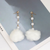 Earrings, demi-season fashionable chain from pearl, Korean style