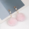 Earrings, demi-season fashionable chain from pearl, Korean style