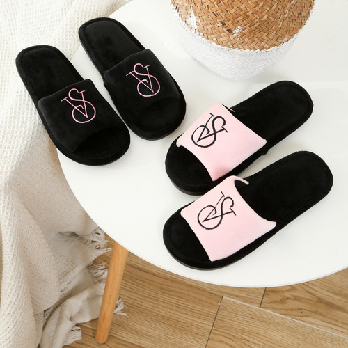 Jujia autumn and winter new couple's home floor warm cotton slippers men's home indoor open slippers women's wholesale