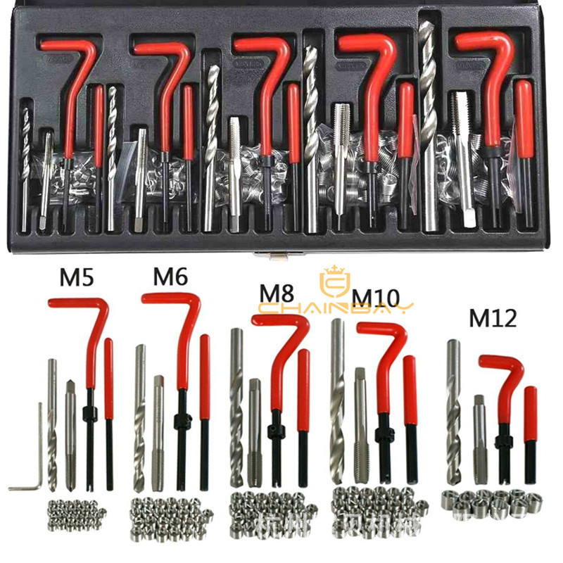 Herramienta de reparación de roscado de alta calidad de 131 piezas de roscado, bujía, roscado de roscado, reparación de automóviles, kit de protección de automóviles