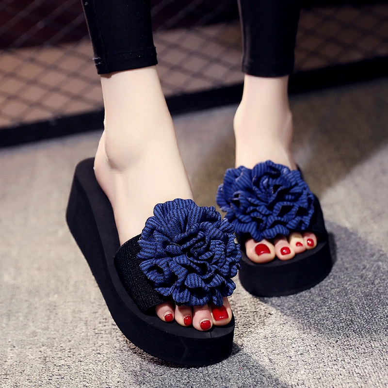 2024, новый стиль, женские летние сандалии на танкетке на толстой подошве, ручная работа, сделай сам, цветок, приморский пляж, отдых, женские сандалии