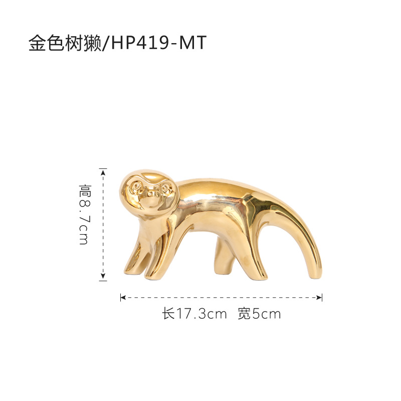 Nórdico creativo oro cerámica pequeño animal hogar dormitorio vino gabinete decoración Decoración habitación decoración pequeña decoración al por mayor