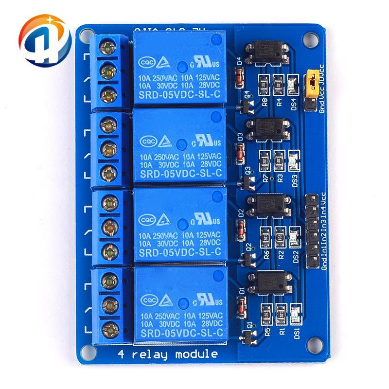 4路电磁继电器模块5V 四路继电器驱动模块 PLC单片机控制板 模组