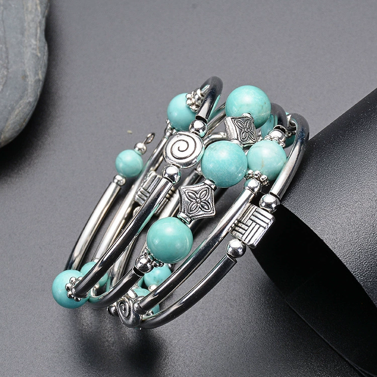 Turquoise organic bracelet natural stone, Amazon