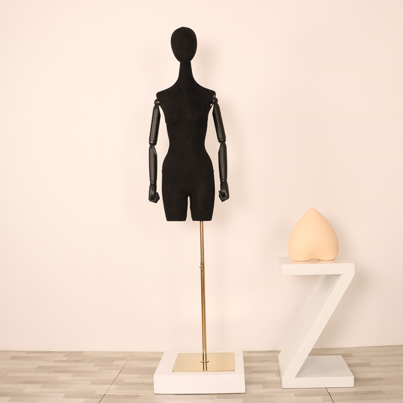 Maniquí femenino de gamuza para exhibición de ropa en escaparates, modelo de maniquí para tienda de ropa.