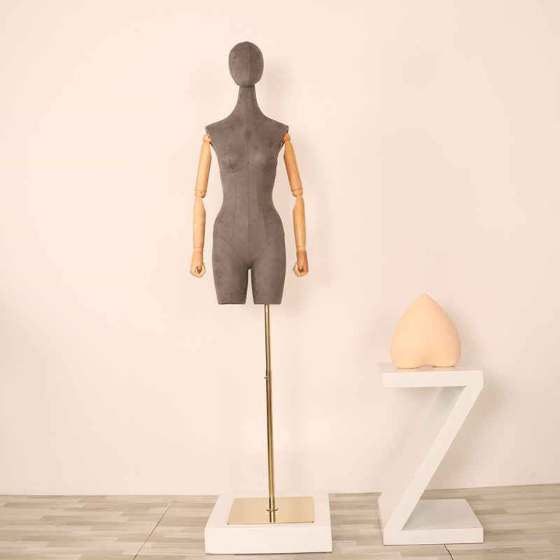 Maniquí femenino de gamuza para exhibición de ropa en escaparates, modelo de maniquí para tienda de ropa.
