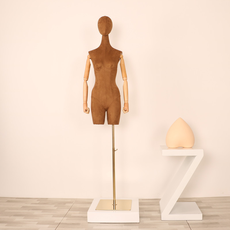 Maniquí femenino de gamuza para exhibición de ropa en escaparates, modelo de maniquí para tienda de ropa.