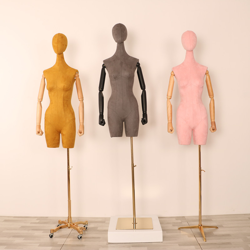 Maniquí femenino de gamuza para exhibición de ropa en escaparates, modelo de maniquí para tienda de ropa.