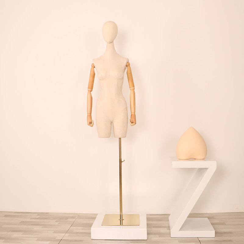 Maniquí femenino de gamuza para exhibición de ropa en escaparates, modelo de maniquí para tienda de ropa.