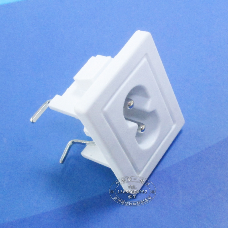 卡位2.0全铜白色8字接口 适配器常用两芯白色大八字AC插座DB-8P2