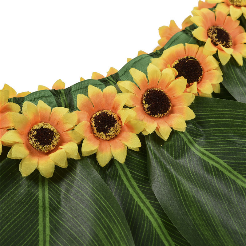 Falda de hoja artificial transfronteriza suministros de fiesta hawaianos traje de rendimiento de flores artificiales accesorios de juego de boda falda de paja de flores de seda