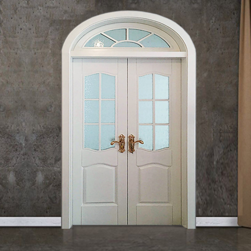 Wooden Door Manufacturers Can Customize Solid Wood Doors, Mediterranean White Complete Sets of Arched Doors, Arc-Shaped Double Doors Can Be Customized and Installed Wooden Door Manufacturers Can Customize Solid Wood Doors, Mediterranean White Complete Sets of Arched Doors, Arc-Shaped Double Doors Can Be Customized and Installed