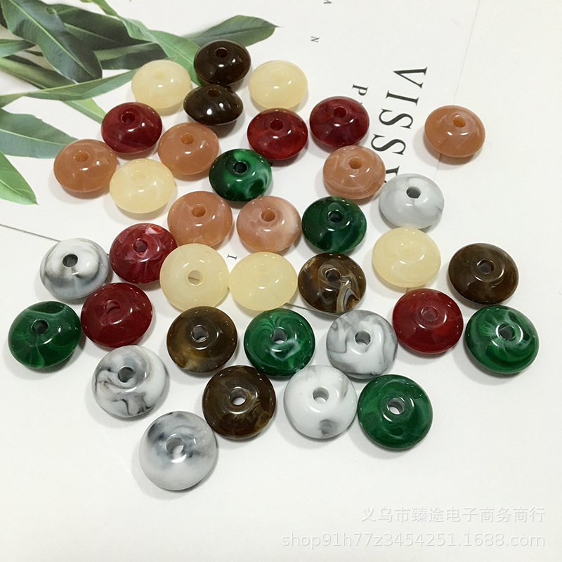 Geometric hollow round circle three-dimensional straight hole beads resin accessories diy handmade earrings jewelry material wholesale
