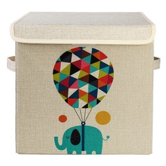 Cartoon foldable storage box, toy snack storage box, covered jute storage box 0990