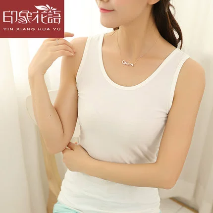 Новый 2025 хлопковый широкополосный белый жилет женский большой размер трикотаж без рукавов